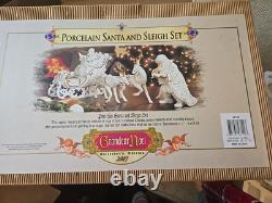Grandeur Noel 2001 Collectors Edition Porcelain Santa and Sleigh Set withReindeer