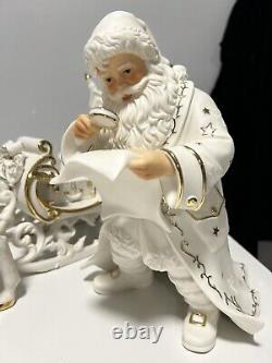 Grandeur Noel 2001 Collectors Edition Porcelain Santa and Sleigh Set withReindeer