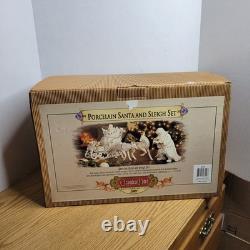 Grandeur Noel 2001 Collectors Edition Porcelain Santa and Sleigh Set withReindeer