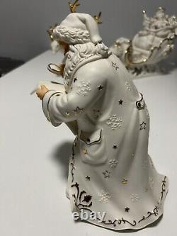 Grandeur Noel 2001 Collectors Edition Porcelain Santa and Sleigh Set withReindeer