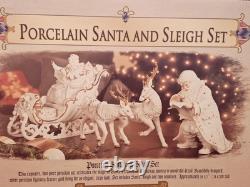 Grandeur Noel 2001 Collectors Edition Porcelain Santa and Sleigh Set withReindeer