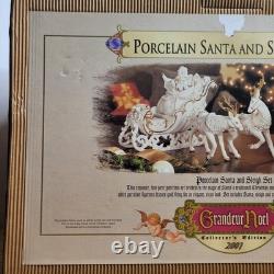 Grandeur Noel 2001 Collectors Edition Porcelain Santa and Sleigh Set withReindeer