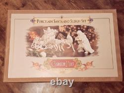 Grandeur Noel 2001 Collectors Edition Porcelain Santa and Sleigh Set withReindeer
