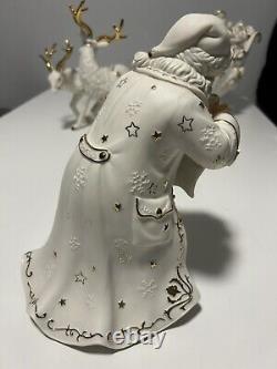 Grandeur Noel 2001 Collectors Edition Porcelain Santa and Sleigh Set withReindeer