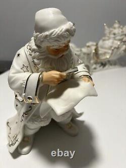 Grandeur Noel 2001 Collectors Edition Porcelain Santa and Sleigh Set withReindeer