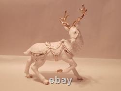 Grandeur Noel 2001 Collectors Edition Porcelain Santa and Sleigh Set withReindeer