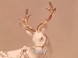 Grandeur Noel 2001 Collectors Edition Porcelain Santa and Sleigh Set withReindeer