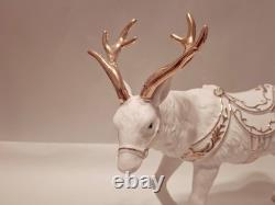 Grandeur Noel 2001 Collectors Edition Porcelain Santa and Sleigh Set withReindeer