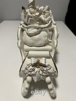 Grandeur Noel 2001 Collectors Edition Porcelain Santa and Sleigh Set withReindeer