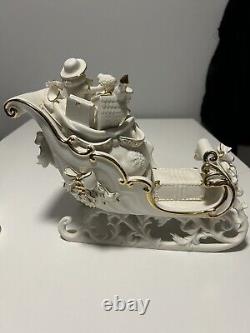 Grandeur Noel 2001 Collectors Edition Porcelain Santa and Sleigh Set withReindeer