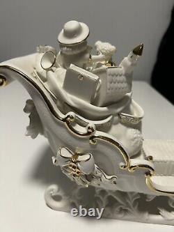Grandeur Noel 2001 Collectors Edition Porcelain Santa and Sleigh Set withReindeer
