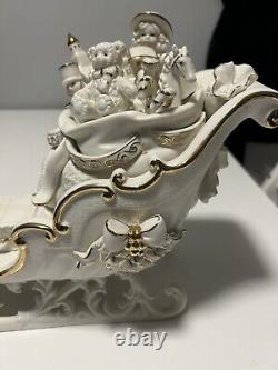 Grandeur Noel 2001 Collectors Edition Porcelain Santa and Sleigh Set withReindeer