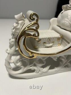 Grandeur Noel 2001 Collectors Edition Porcelain Santa and Sleigh Set withReindeer