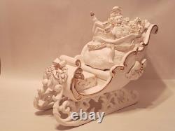 Grandeur Noel 2001 Collectors Edition Porcelain Santa and Sleigh Set withReindeer