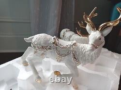 Grandeur Noel 2001 Collectors Edition Porcelain Santa and Sleigh withReindeer Set