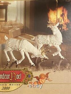 Grandeur Noel 2001 Porcelain Santa Sleigh Reindeer Collectors Edition
