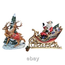 Grandeur Noel 2003 Porcelain Santa Sleigh & Reindeer Collector's Edition with Box