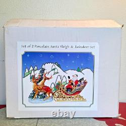 Grandeur Noel 2003 Porcelain Santa Sleigh & Reindeer Collector's Edition with Box