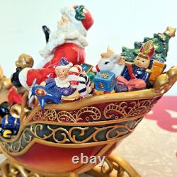 Grandeur Noel 2003 Porcelain Santa Sleigh & Reindeer Collector's Edition with Box