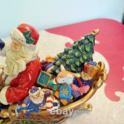 Grandeur Noel 2003 Porcelain Santa Sleigh & Reindeer Collector's Edition with Box