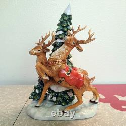 Grandeur Noel 2003 Porcelain Santa Sleigh & Reindeer Collector's Edition with Box