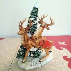 Grandeur Noel 2003 Porcelain Santa Sleigh & Reindeer Collector's Edition with Box