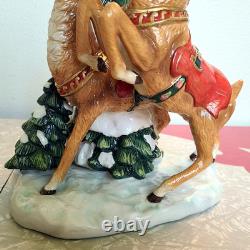 Grandeur Noel 2003 Porcelain Santa Sleigh & Reindeer Collector's Edition with Box