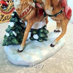 Grandeur Noel 2003 Porcelain Santa Sleigh & Reindeer Collector's Edition with Box