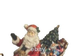 Grandeur Noel 2003 Santa In Sleigh & Reindeer Set Porcelain Collector's Edition