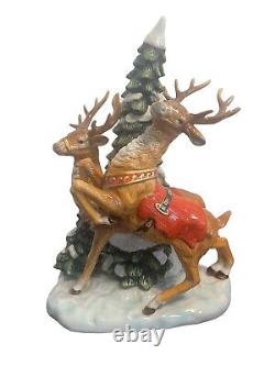 Grandeur Noel 2003 Santa In Sleigh & Reindeer Set Porcelain Collector's Edition