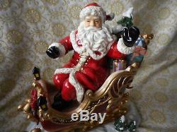 Grandeur Noel 2003 Santa in Sleigh and Reindeer Porcelain Set Christmas EUC