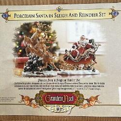 Grandeur Noel 2003 Santa in Sleigh and Reindeer Set 2 Piece Porcelain with Box