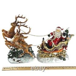Grandeur Noel 2003 Santa in Sleigh and Reindeer Set 2 Piece Porcelain with Box