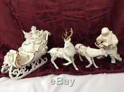 Grandeur Noel Christmas Porcelain Santa Sleigh Reindeer 2001 Collectors Edition