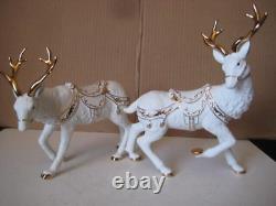 Grandeur Noel Collector's Edition 2001 Santa Reindeer Sleigh Set Porcelain