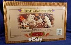 Grandeur Noel Collector's Edition Porcelain Santa and Sleigh Set Reindeer