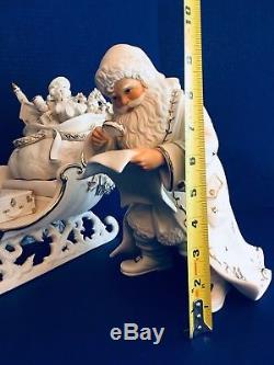 Grandeur Noel Collector's Porcelain Santa Sleigh Reindeer 2001 LARGE Set IOB