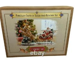 Grandeur Noel Collectors Edition Porcelain Santa In Sleigh And Reindeer Collecti