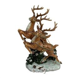 Grandeur Noel Collectors Edition Porcelain Santa In Sleigh And Reindeer Collecti