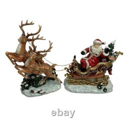 Grandeur Noel Collectors Edition Porcelain Santa In Sleigh And Reindeer Collecti