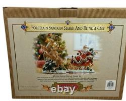 Grandeur Noel Collectors Edition Porcelain Santa In Sleigh And Reindeer Collecti