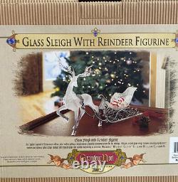 Grandeur Noel Glass Sleigh With Reindeer Figurine Christmas 2002