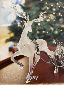Grandeur Noel Glass Sleigh With Reindeer Figurine Christmas 2002