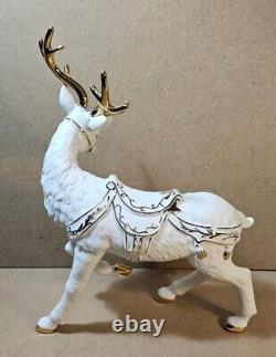 Grandeur Noel Mint Porcelain Santa & Sleigh Set Reindeer 2001 Collectors Edition