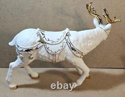 Grandeur Noel Mint Porcelain Santa & Sleigh Set Reindeer 2001 Collectors Edition