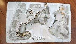 Grandeur Noel Mint Porcelain Santa & Sleigh Set Reindeer 2001 Collectors Edition