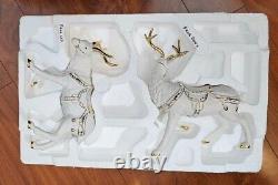 Grandeur Noel Mint Porcelain Santa & Sleigh Set Reindeer 2001 Collectors Edition