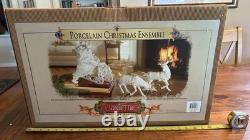 Grandeur Noel Porcelain 2000 Santa Sleigh Collector 4Pc Christmas Decoration Box
