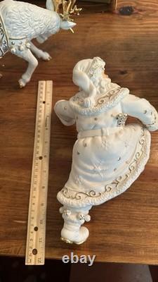 Grandeur Noel Porcelain 2000 Santa Sleigh Collector 4Pc Christmas Decoration Box