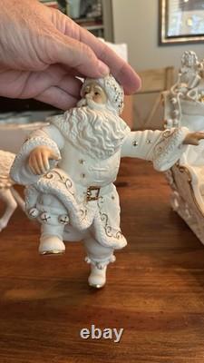 Grandeur Noel Porcelain 2000 Santa Sleigh Collector 4Pc Christmas Decoration Box